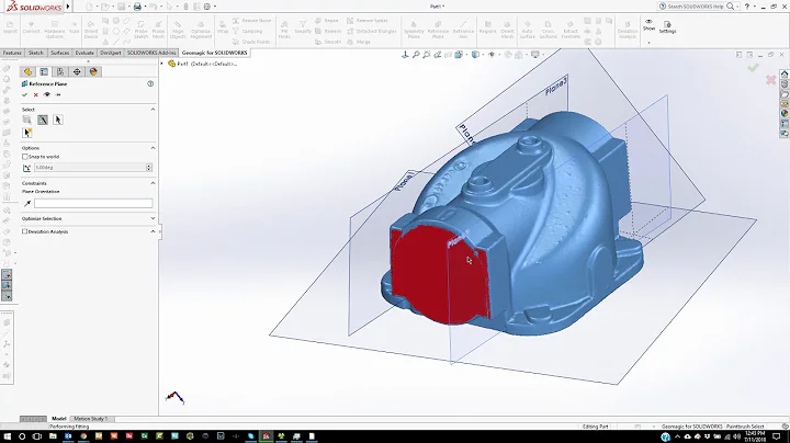 Aligning a mesh to the CAD coordinate System in Geomagic For Solidworks