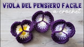 uncinetto facile: tutorial del fiore viola del pensiero pansy flower