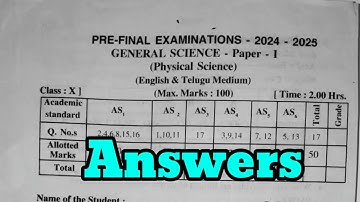 10th class pre final physical science question paper real question paper answer key