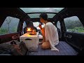 201 stealth camping in the car on the day of the typhoon  vlog  relaxing  soothing