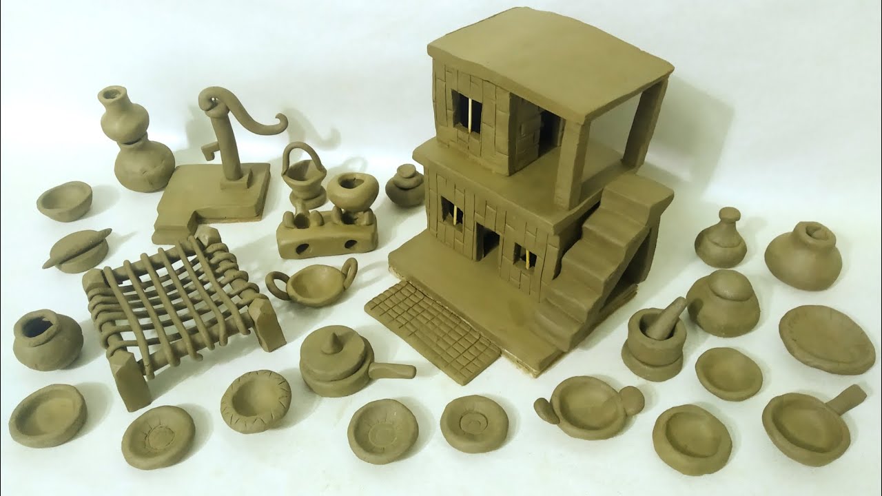 DIY Miniature Kitchen Set made with clay 