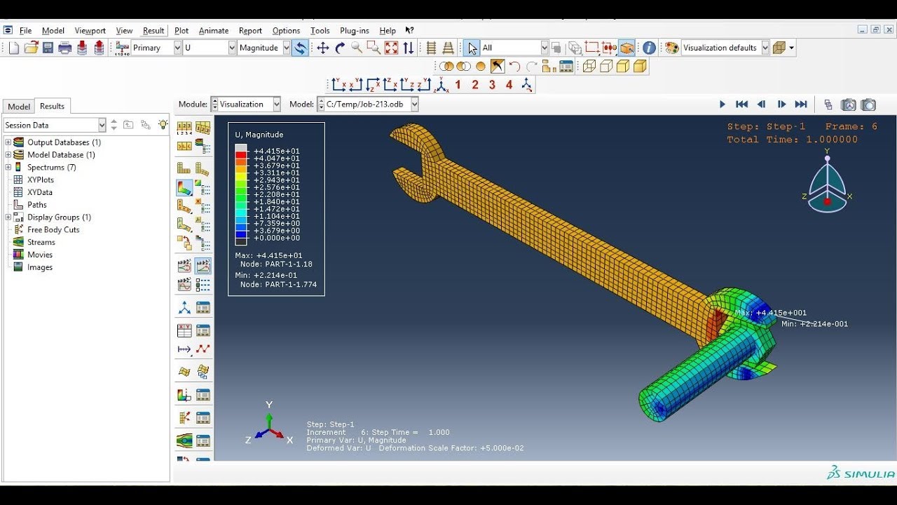 Abaqus Tutorial Videos Contact Analysis of spanner and bolt assembly