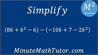 Simplify (8k+k^2-6)-(-10k+7-2k^2)