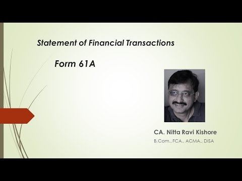 Statement of Financial Transactions (Form 61A)