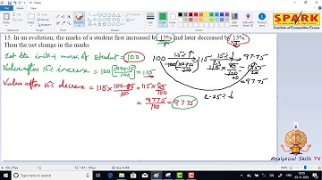 Percentages ||Question 15  Spark Institute||  Easy Arithmetic||  Krishna Sir