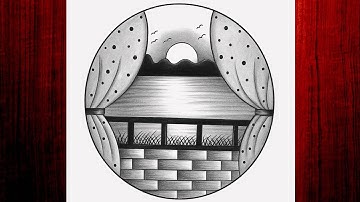 Easy circle scenery drawing /Easy drawing ideas for beginners/ How to draw pencil sketch drawing