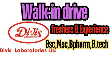 Divis Laboratories Walk In Freshers & Experience B.Sc,Msc,Bpharm,B.tech for Production ,QC #divis
