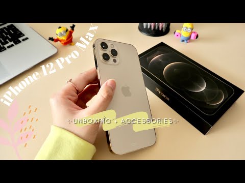 iPhone 12 Pro Max Gold Unboxing + Accessories ✨  | Aesthetics |