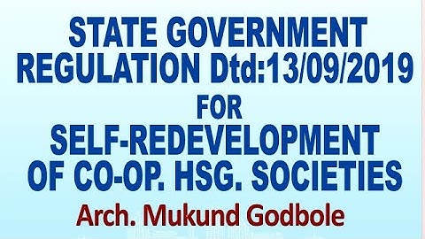 State Govt G.R- dtd.13 09 2019 for Self Redevelopment : Arch Mukund Godbole