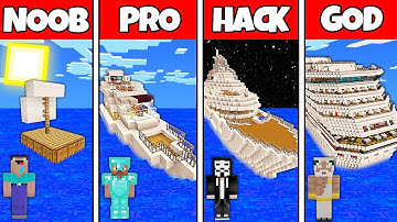 Minecraft Battle: NOOB vs PRO vs HACKER vs GOD! BOAT HOUSE BUILD CHALLENGE in Minecraft