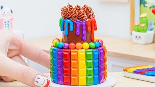 Amazing 🍫Miniature Rainbow Chocolate 2 Tier Cake Tutorial | Mini Cakes by Cat Cakes