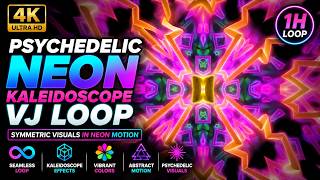 Psychedelic Neon Kaleidoscope VJ Loop | Hypnotic Geometric Motion Background 4K (No Sound)