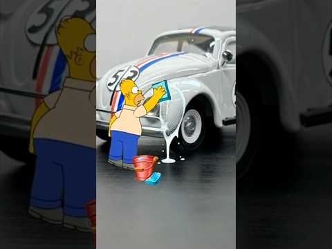 Homer Simpson Washes Herbie😅 #shorts #herbie #simpsons #volkswagen #restoration #tonka #ai
