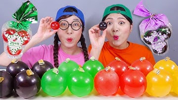 Thạch Kyoho Món tráng miệng cầu vồng Mukbang DONA