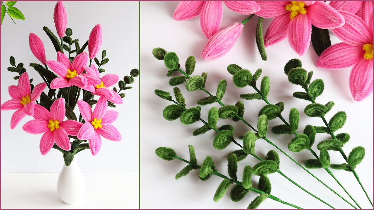 🌿Зеленые веточки для декора букета из Синельной проволоки 🌿Pipe Cleaner Craft