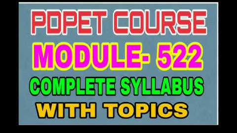 NIOS PDPET MODULE  522  COMPLETE  SYLLABUS
