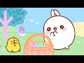 The easter egg challenge with molang and piu piu  funny compilation for kids