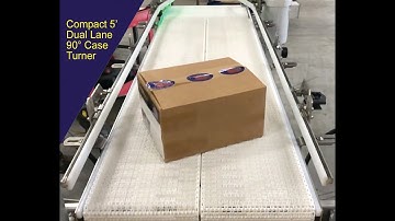 Compact Dual Lane 90° Case and Product Turner by Multi-Conveyor