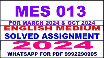 mes 013 solved assignment 2024 | mes 13 solved assignment in english 2023-24 | mes 13 2024