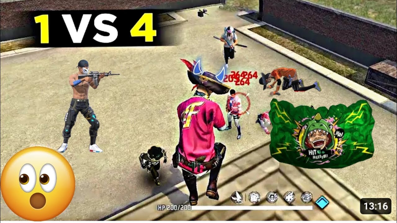 1 Vs 4 Randam Players Clutch In Free Fire Max 🔥। 1 Vs 4 Clutch In Free ...