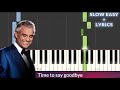 Time to say goodbye  andrea bocelli slow easy piano tutorial  lyrics