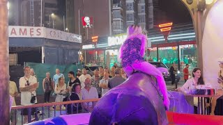 Stunning Beauty Ride Mechanical Bull In Benidorm 4K October