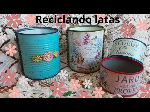 Recycling ♻️ Tin Cans with Decoupage Paper and Acrylic Paints
