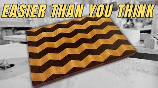 End grain chevron cutting board