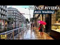 French Riviera Town - Walking in Heavy Thunderstorm  (Binaural 3D Rain Sounds) ASMR 4K