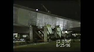 Confederation Bridge   Fab Yard   Huisman (sled) Moving   Svanen @ Jetty with P30 girder Aug25 1996