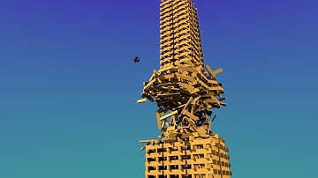 How to cut a keva planks building - Blender bullet physics - keva collapse and destruction