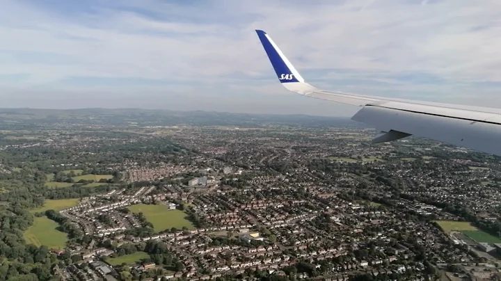 SAS Scandinavian Airbus A320neo landing at Manchester