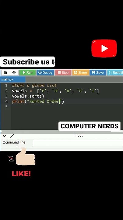 Sort a list in ascending in Python. #Shorts - YouTube