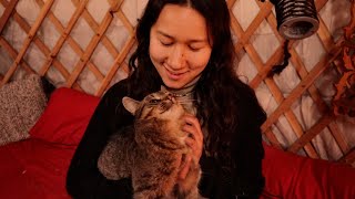 ASMR Cozy Cat Massage in the Rain 🌧 | Soft Spoken, Purring, Crackling Fire Sounds screenshot 5