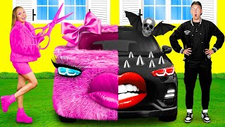 Coche Rosa vs Coche Negro Desafío | Guerras de Bromas por BaRaFun Challenge