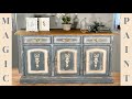 Restyling di una credenza ad effetto materico con fregi WoodUbend e decapè. DIY Elisa&Magic Paint.