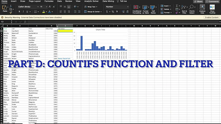 Daniel Suh: Excel Video Project