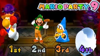 Mario Party 9 - Boss Rush Challenge - Yoshi vs Kamek vs Waluigi vs Luigi (Master Difficulty)