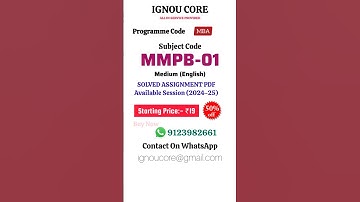 MMPB 01 Solved Assignment PDF 2024-25 in English, MBA program MMPB-01 Solved assignments