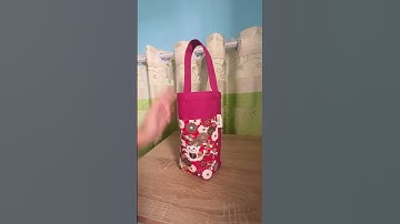 Túi xách vải Đỏ đô Mèo hoa canvas đựng bình giữ nhiệt, đồ cá nhân nhỏ gọn tiện dụng