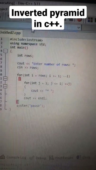 inverted pyramid in c++ ๐ป - YouTube