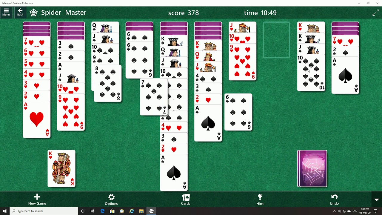 free microsoft spider solitaire for windows 10