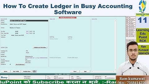 11 How To Create Ledger in Busy Accounting Software