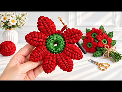 DON’T MISS THIS! 🌺 How to Crochet a Stunning 3D Flower | Easy Step-by-Step Tutorial