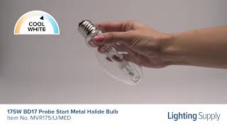 GE 175W BD17 Probe Start Metal Halide Bulb (MVR175/U/MED)