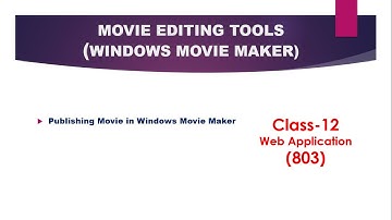 Publishing Movie in Windows Movie Maker|Unit-1 Movie Editing Tools | Class 12 Web Application (803)
