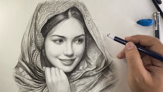 Drawing a Portrait with Charcoal Pencil Technique - Pen Eraser