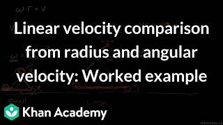 Linear velocity comparison from radius and angular velocity | Physics | Khan Academy (IN accent) Relating Angular And Regular Motion Variables Physics Khan Academy