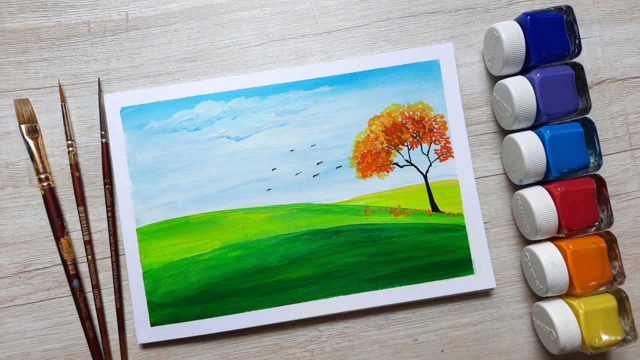 How to acrylic painting for beginners | Landscape | Acrylic painting for beginners #1