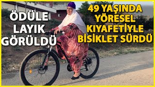 Yöresel Kıyafetle Sürdüğü Bisiklet Fotoğrafıyla Ödül Aldı